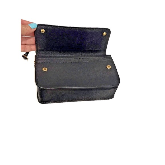 Tory Burch Emerson Saffiano Mini Crossbody Purse Belt Bag Clutch Black Logo - Picture 9 of 11